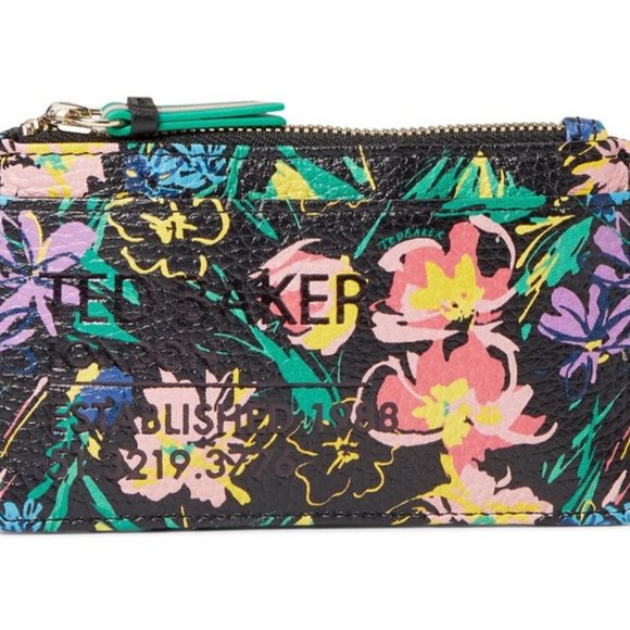 Ted Baker Black Flirty Magnolia Print Bovine Leather Parcey Double Bundle NWT - Picture 7 of 7